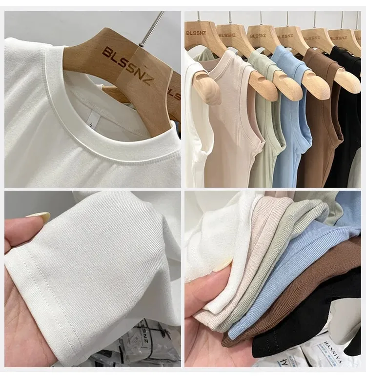 zjaiss 2026 Cotton Tops Neck Summer Basic Shirts White Black Casual Sport Vest Off Shoulder Green Women's Tank Top