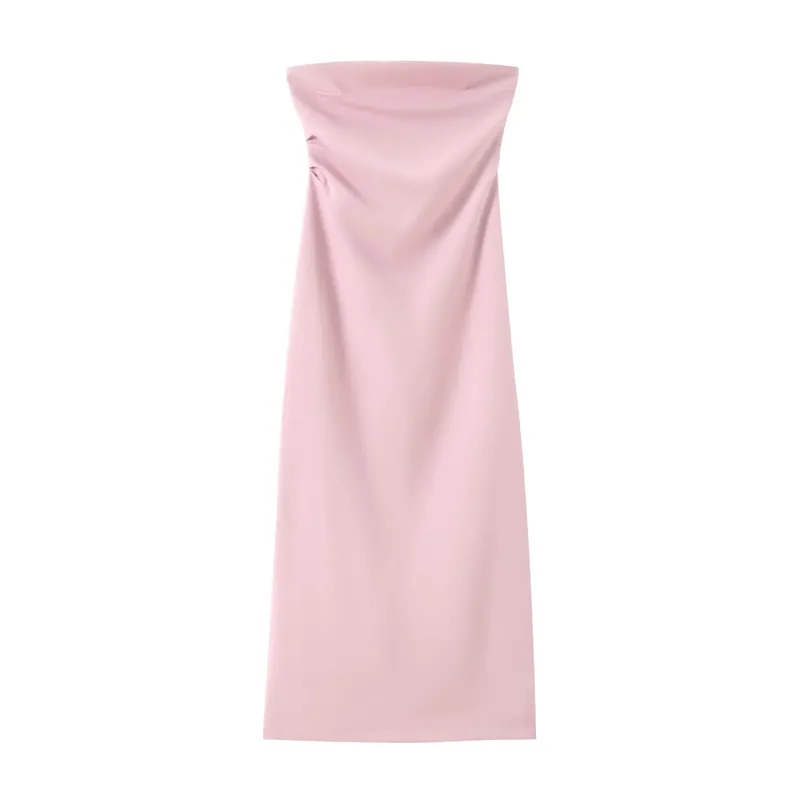 Abito moda donna estate nuovo sexy spacco posteriore con zip pieghettato senza maniche senza spalline Chic femminile francese da sera elegante — image 9