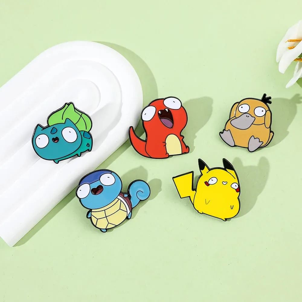 Anime Pokemon Enamel Pin Pikachu Bulbasaur Psyduck Squirtle Badge Brooch Denim Clothes bag Cute Animal kid Jewelry Gift toy — image 2