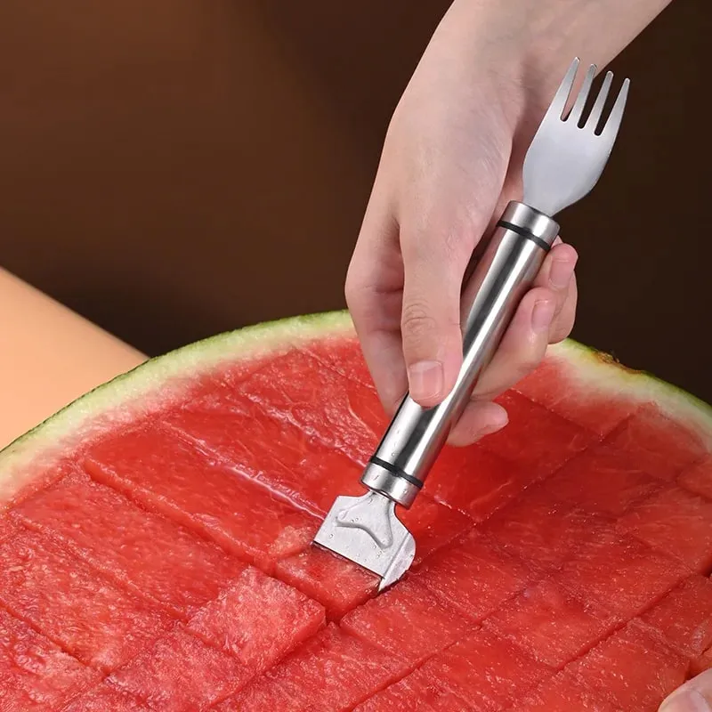 Stainless Steel Watermelon Cutting Tool Functional Watermelon Fork Slicer Slicing Tool for Melons Fruit Fork Kitchen Gadgets — image 4