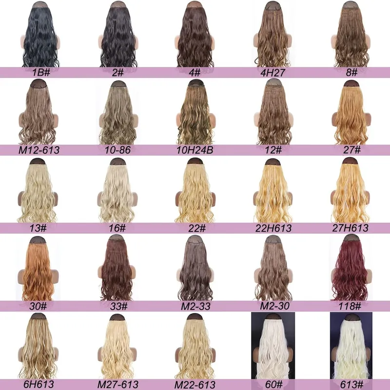 Bez klipů Dlouhé vlnité Prodlužování vlasů Neviditelný drát Skrytá rybí vlasec Kousek umělých vlasů Syntetický přírodní černý blond 16”22”32” — image 5