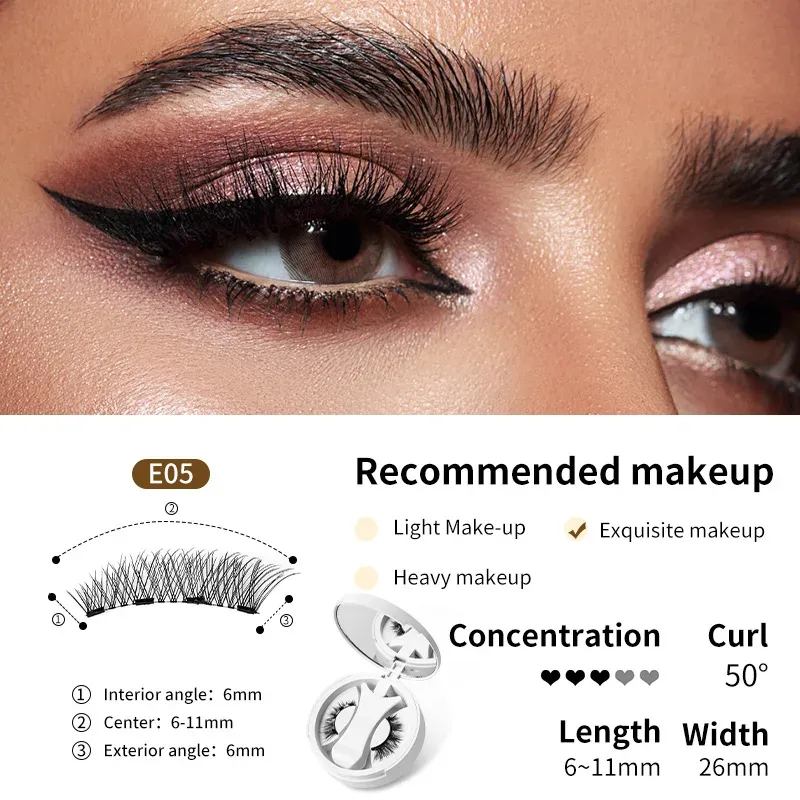 Brown Magnetic False Eyelashes Natural Soft Light Weight Eye Makeup Set With Applicater One-Piece Box Easy To Carry Eyelash Tool — image 14
