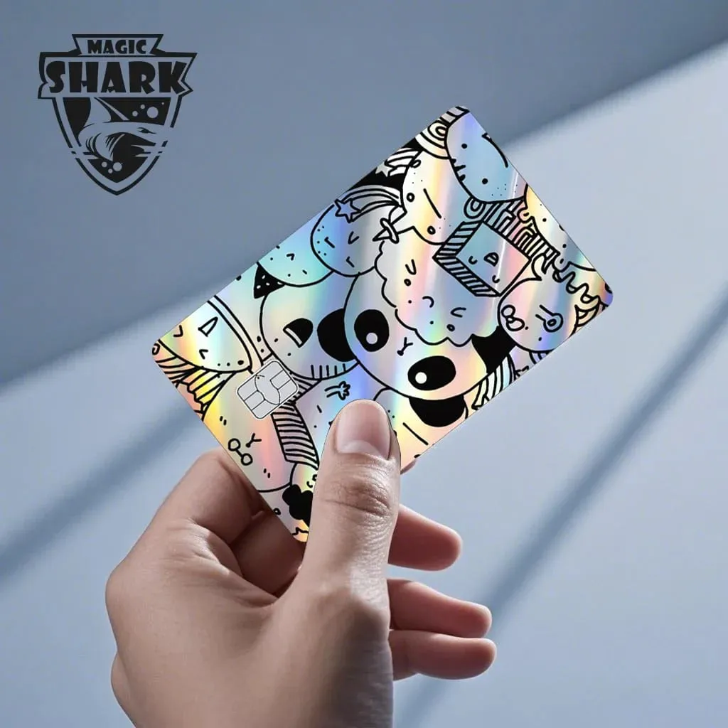 Magic Shark Skull Panda Hunter Broke Blue Eyes Dragon Laser Holographic Sticker Cover Film Skin for Credit Bank Debit Card — image 3