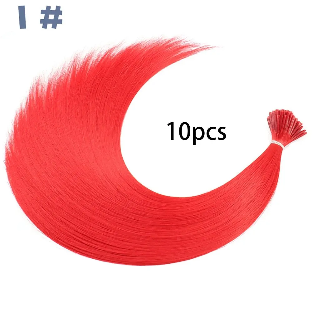 Synthetische farbige I-Tip-Stick-Haarverlängerungen, glattes Haar, 40,6 cm, für Frauen, hohe Temperaturen, 10 Strähnen/Packung, Farben — image 10