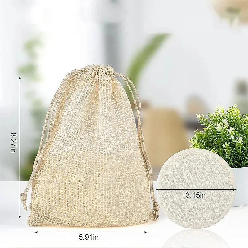 12pcs 재사용 가능한 목화 패드 빨 수있는 메이크업 리무버 디스크 빨 수있는 라운드 대나무 메이크업 패드 스킨 케어 도구 HZM06 — image 4