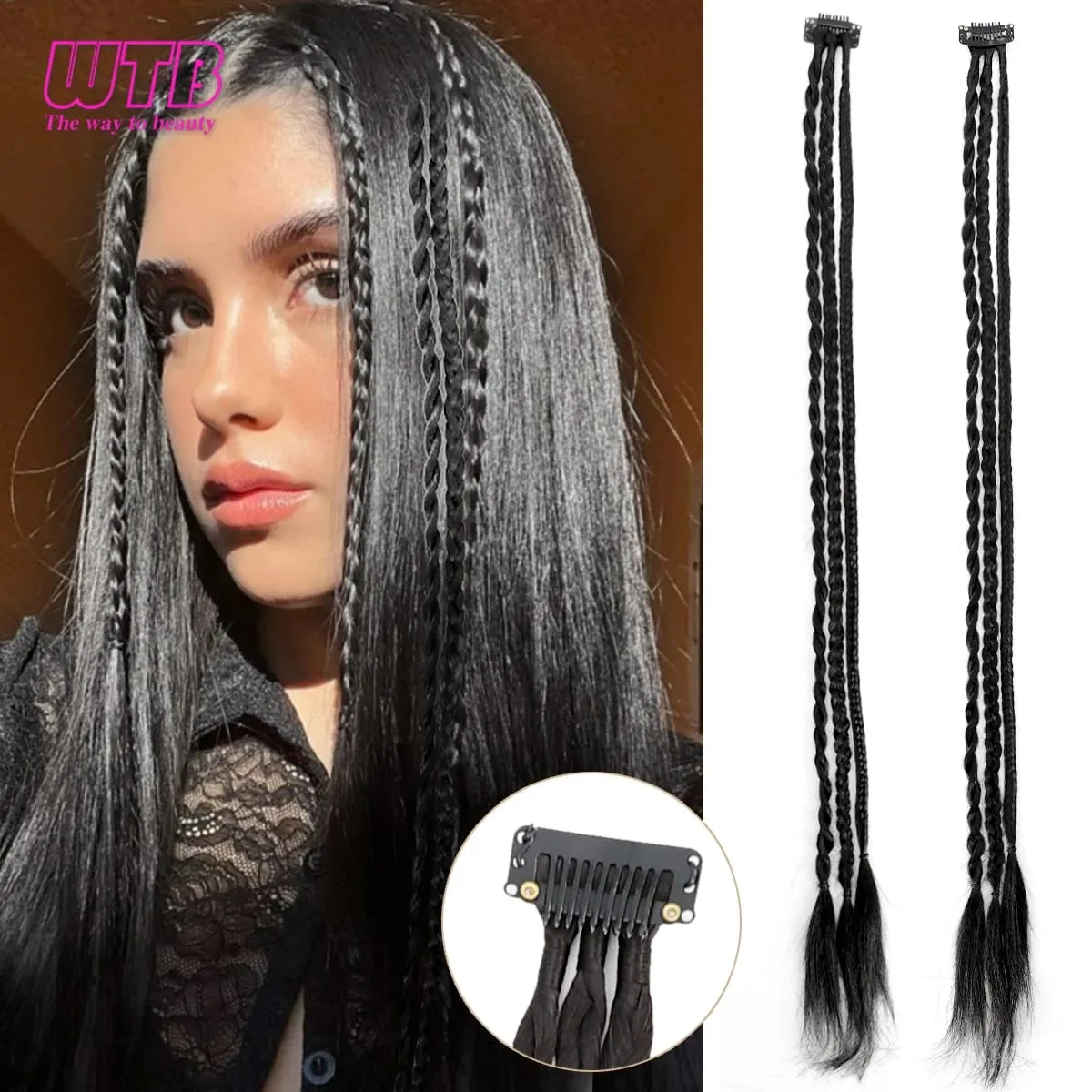 1 Piece/pack 22 Inch Clip On 3 Braid One Piece Synthetic Fiber Hair Extension Women Daily Party Wear Clip Extension Blonde Hairp