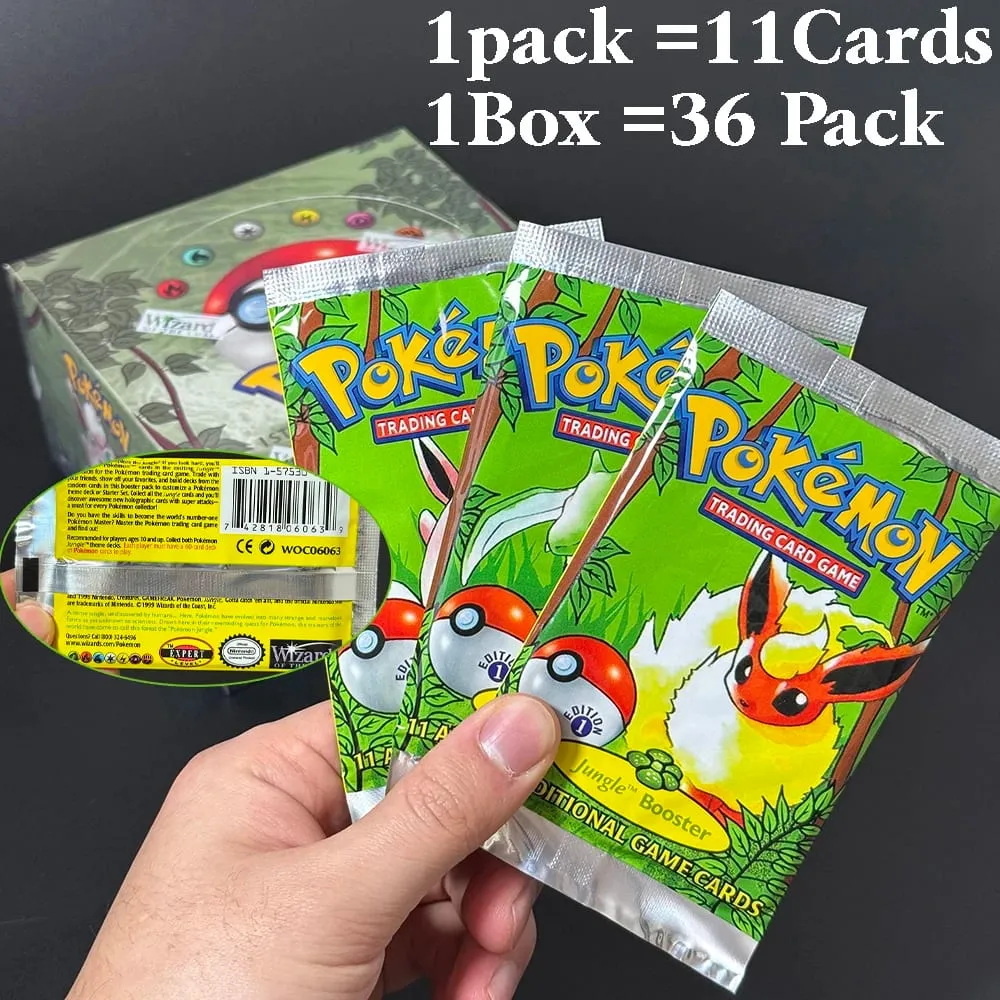 Pokémon Booster Packs Base Fossil Jungle 9 single bags 1 pack/11 Cards and Booster Box 3 1Box/36 Packs models Proxy Game Cards — image 2