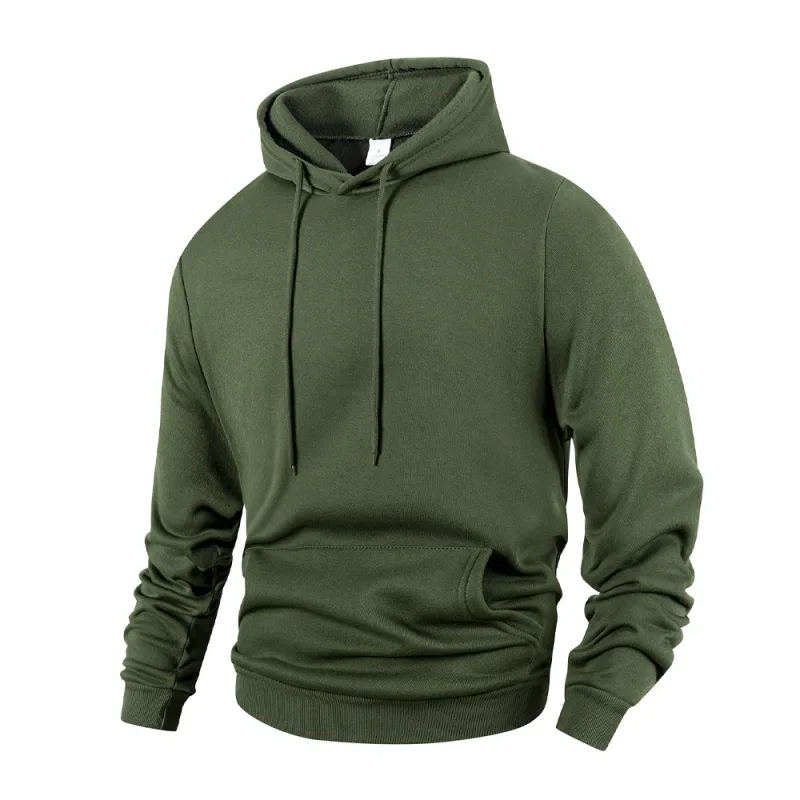 Men's Casual Thicken Hoodies Autumn Winter Long Sleeve Pullover Fashion Loose Solid Color Sweatshirt Spring Warm Outdoor Hoody — image 5