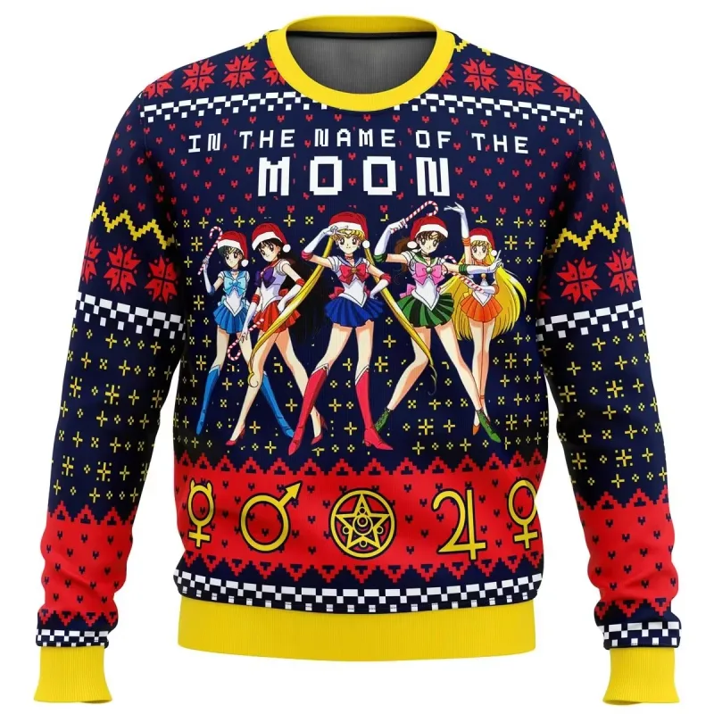 Sailor moon natal feio camisola anime 3d moletom topos outono e inverno cosplay papai noel pulôver dos desenhos animados suétere