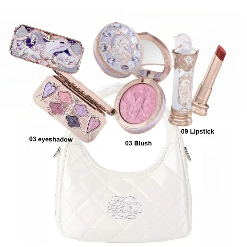 Makeup Flower Knows Set Swan Ballet Series Six Color Eyeshadow Palette Embossed Blusher Shine Lipstick Kit With Bag All In
