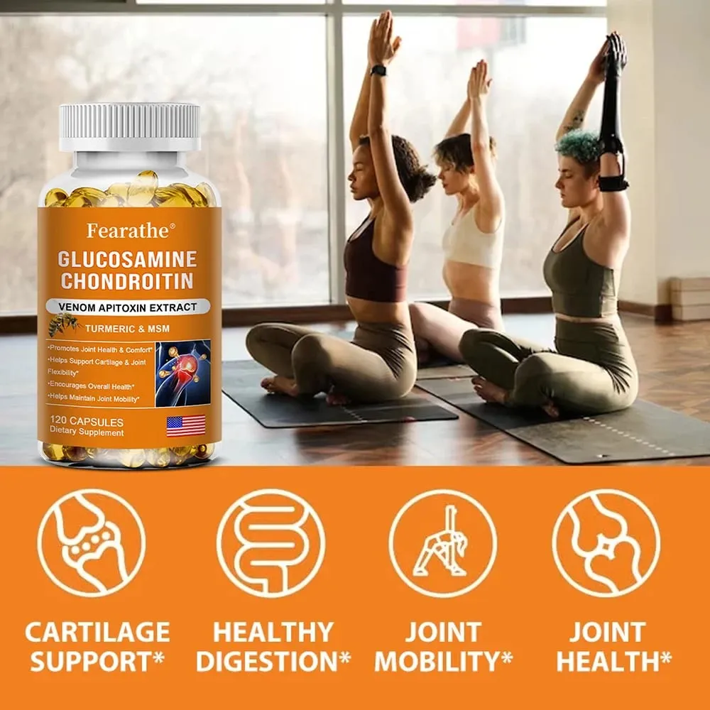 Glucosamine Chondroitin MSM and Turmeric Supplement - Support for Cartilage & Joint Health & Flexibility Non-GMO Capsules — image 4