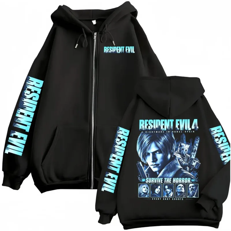 Resident Evil Requiem Zip Up Hoodies Leon Kennedy Horror Game Zipper Hoodie Herren Damen Harajuku Klassische Jacke Sweatshirt Mäntel — image 1
