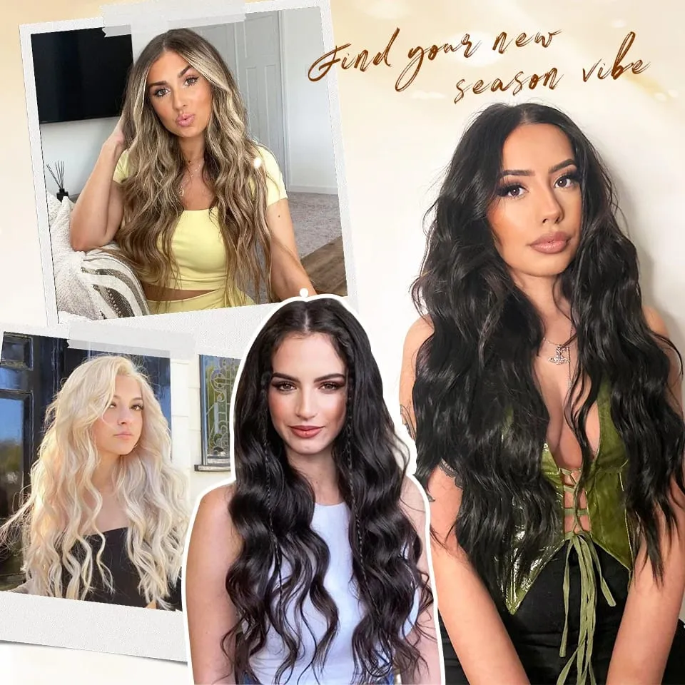 Clip in Synthetic Hair Extensions Long Wavy 4PCS Thick Hairpieces Black Fiber Natural Hair Extensions 20 Inch for Women Girls — image 7