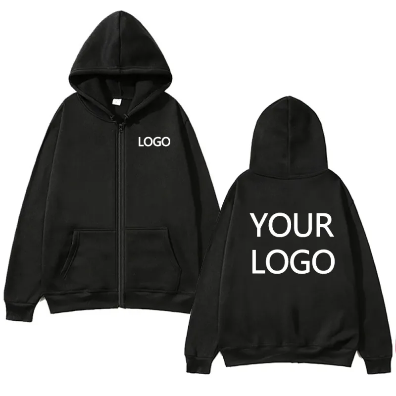 DIY Personalised customised logo men's street hoodie zip front sports sweatshirt women's casual knitted hoodie couple's gift