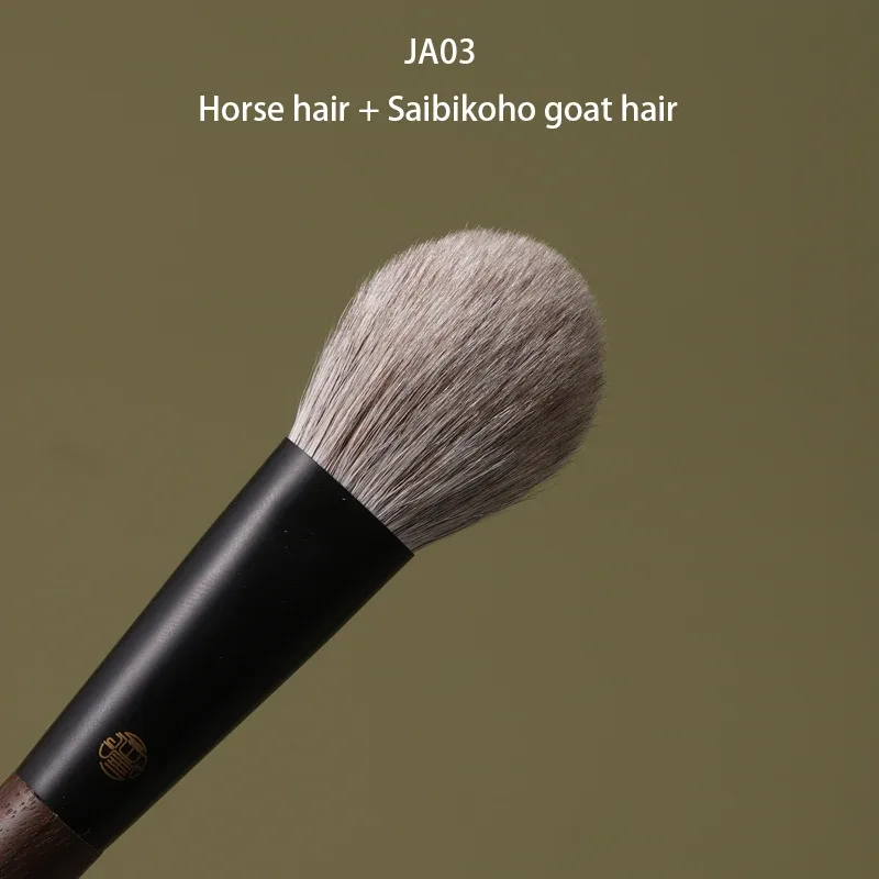 Professional Handmade Makeup Brushes 1PC Soft Squirrel Fox Horse Goat Hair Flat Round Blush Brush Walnut Handle Make Up Brush — image 12