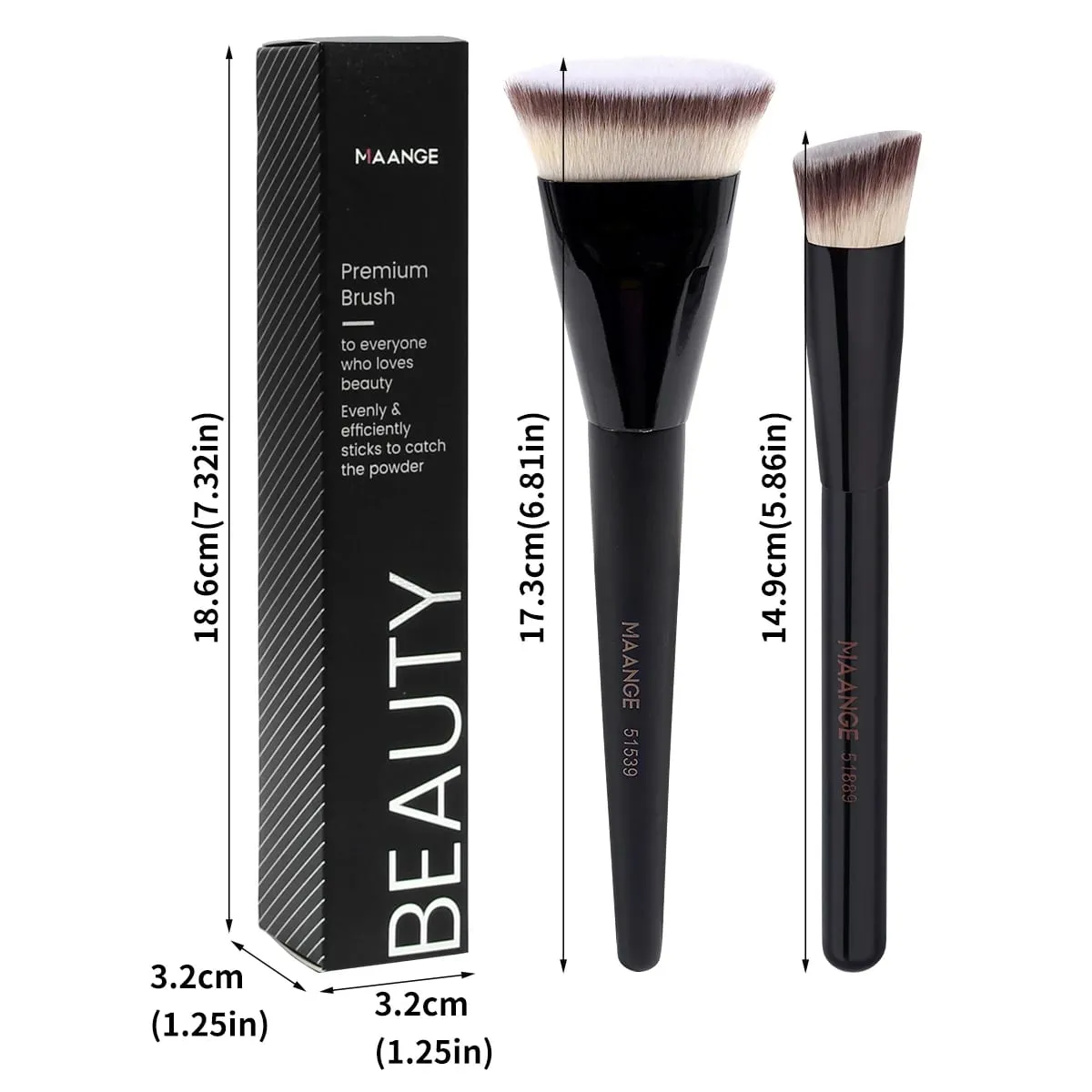 Pinceau de maquillage impeccable, plat/Angle, pour fond de teint, Contour sous les yeux, pour crème liquide, outils de beauté, 2 pièces