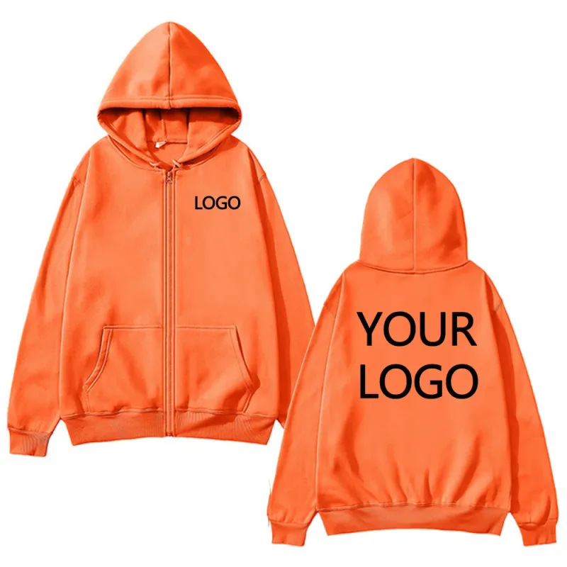 DIY Personalised customised logo men's street hoodie zip front sports sweatshirt women's casual knitted hoodie couple's gift — image 2
