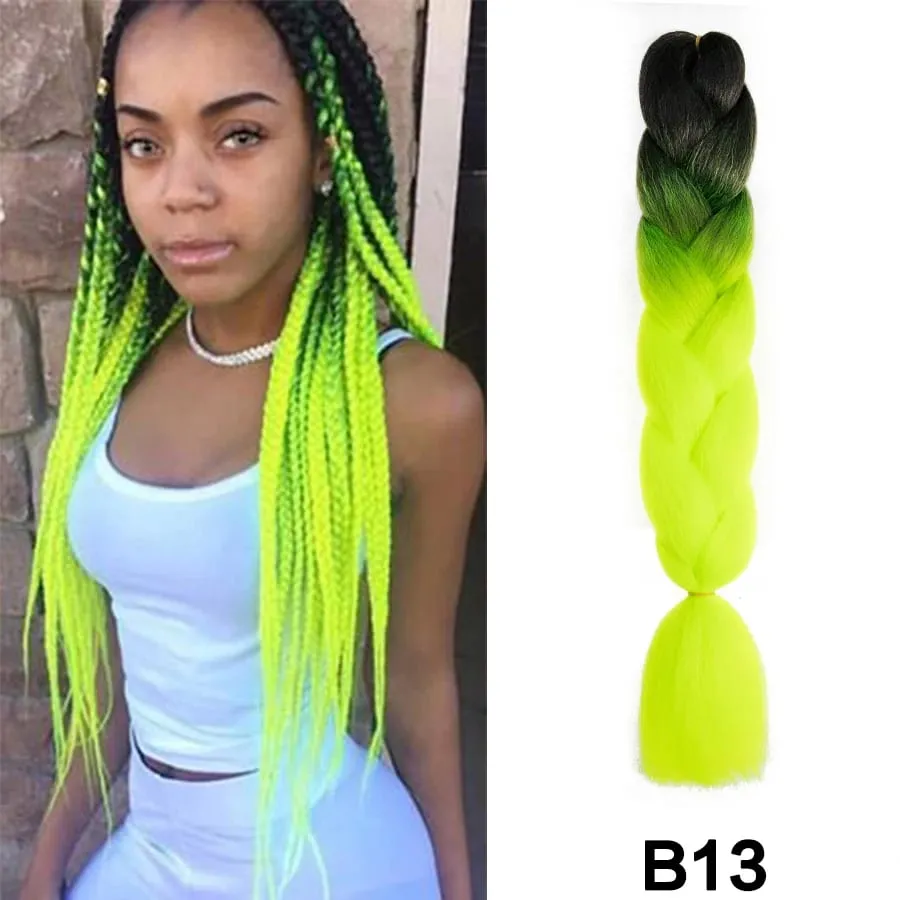 24 Inch Synthetic Jumbo Braid Pure And Ombre Braiding Hair Extensions For Women DIY Jumbo Hair Braids Black Green Gray Brown — image 54
