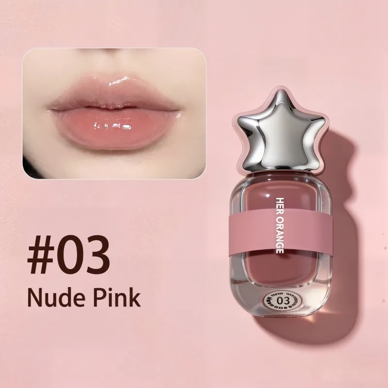 Herorange Glossy Lip Watery Mirror Finish Hydrating Sheer Lip Tint Youthful Nude Makeup