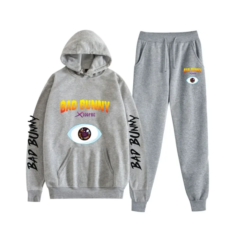 Costume Harajuku confortable imprimé mauvais lapin, sweat-shirt et pantalon de survêtement pour femmes, sweat à capuche + pantalon, ensemble 2 pièces pour garçons/filles — image 34