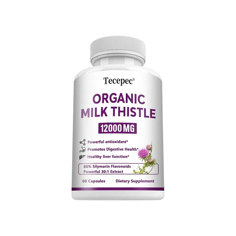 Organic Milk Thistle Extract 12000mg Capsules Liver Digestive Health Supports Liver Function Antioxidant Non-GMO Vegetarian