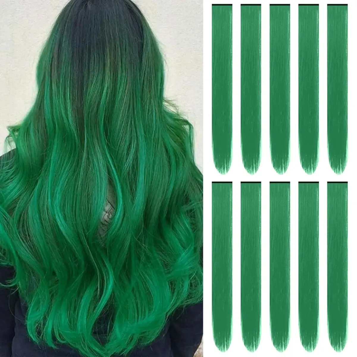 G&T Wig Synthetic 10PC Colored Hair Extensions 22Inch Straight Clip in Hair Extension Rainbow Hairpiece for Girls