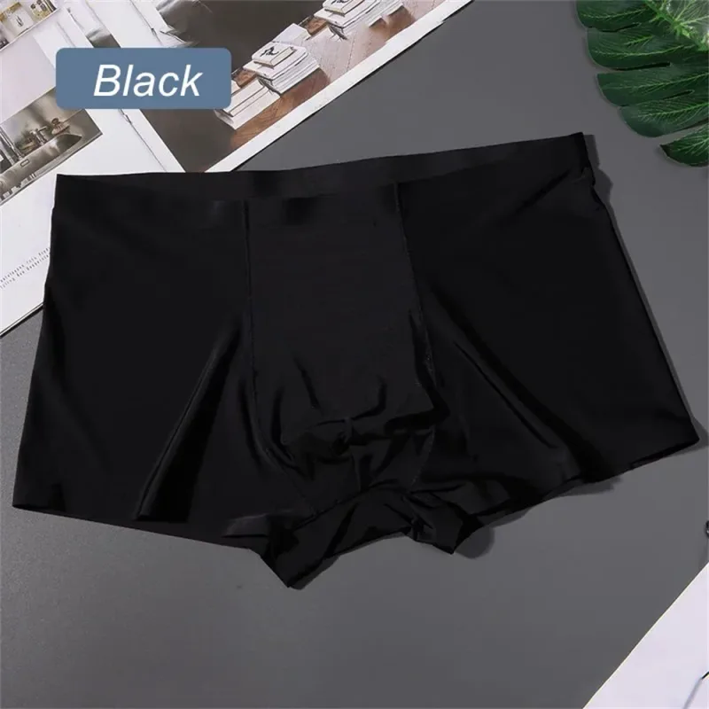 3PCS High Quality Men's Ice Silk Underwear Summer Thin Breathable Seamless Panties Sexy Male Underpants Plus Size