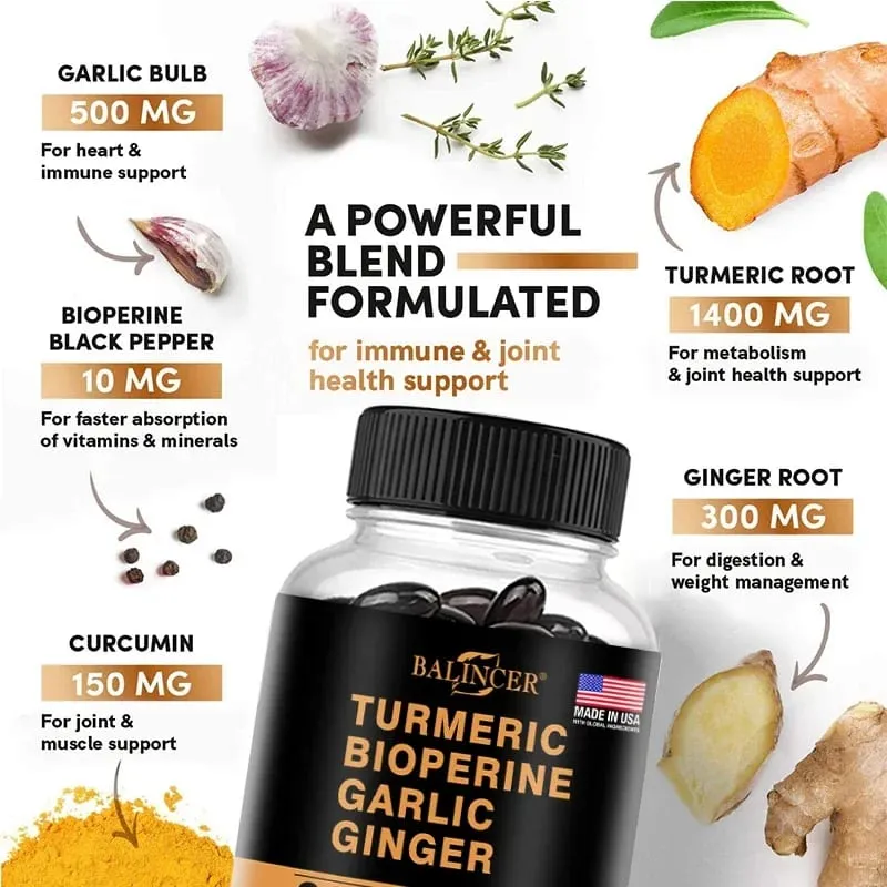 Curcumin Inflammation Support Black Pepper for Maximum Absorption Natural Premium Joint Flexibility and Muscle Health Support