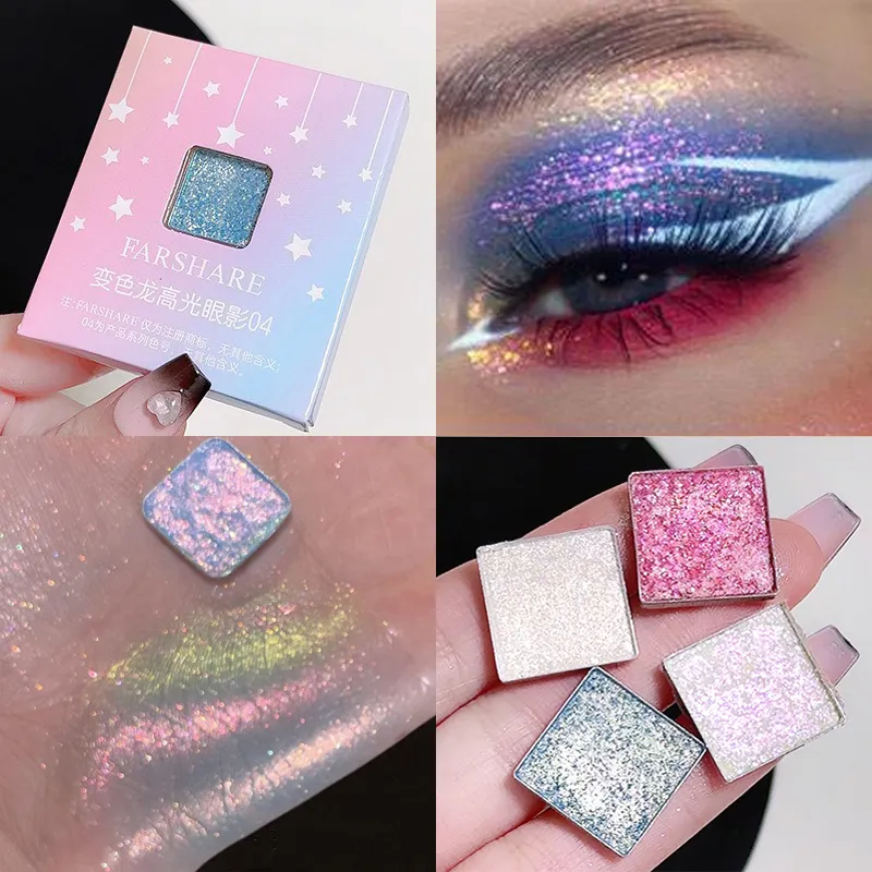 Multichrome Metallic Changing Eye Shadow Cards Waterproof Chameleon Blue Ultra-Shiny Holographic Glitter Eye Makeup Highlighter — image 1