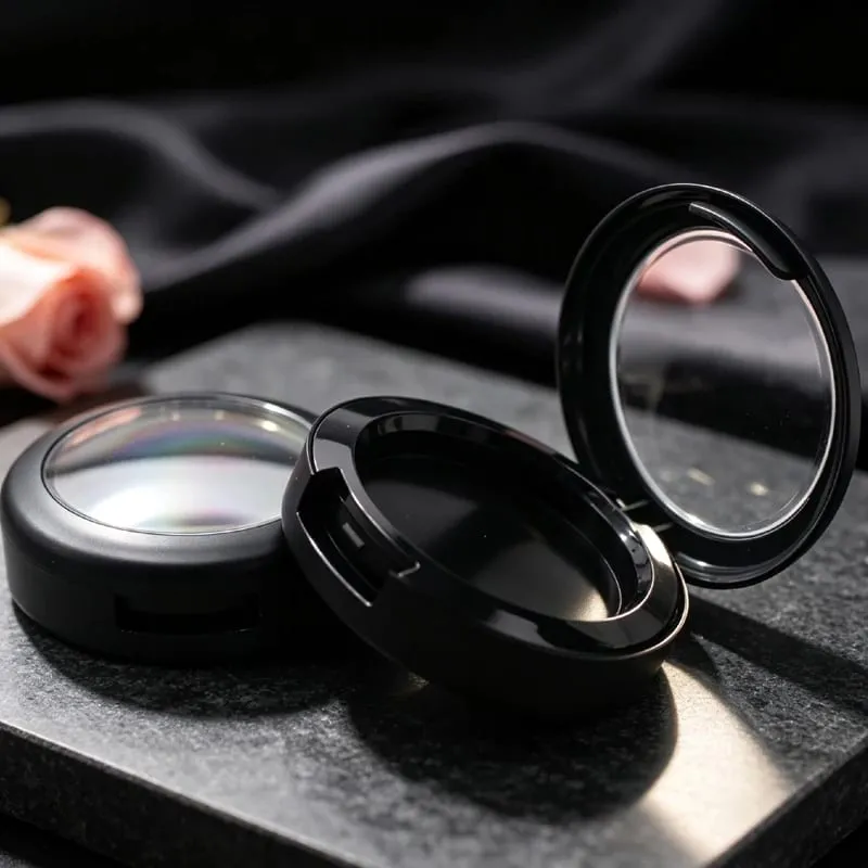 Harga Batch Untuk Warna Hitam Bentuk Bulat Plastik Kemasan Makeup Wadah Bedak Kompak Kosong Wadah Perona Pipi Bedak — image 2