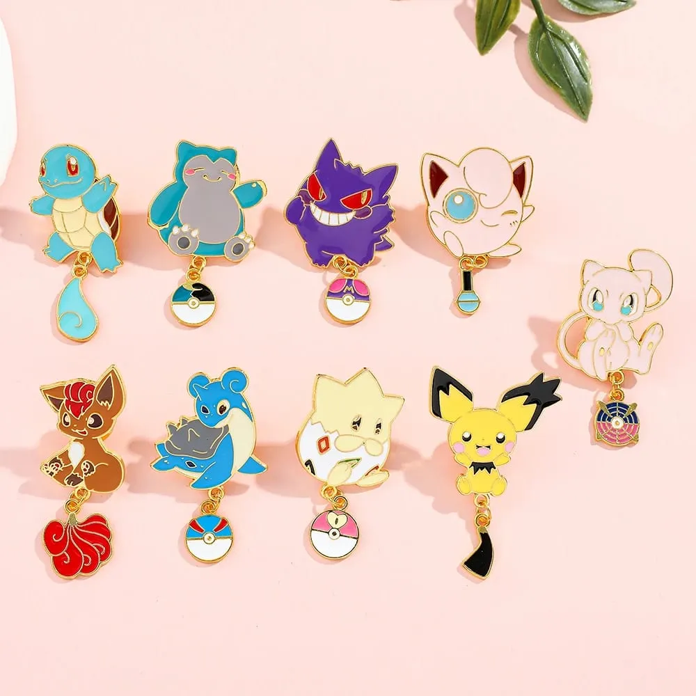 Enamel Pins Set - Cute Pikachu Squirtle Charmander Brooches for Backpacks Jackets - Anime Cartoon Badges Gift for Fans — image 4