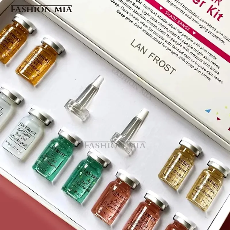 12 Vials Korea 8ml BB Cream Glow Ampoule Skin Booster Foundation Kit Salmon DNA/Niacinamide Facial Cosmetics — image 2