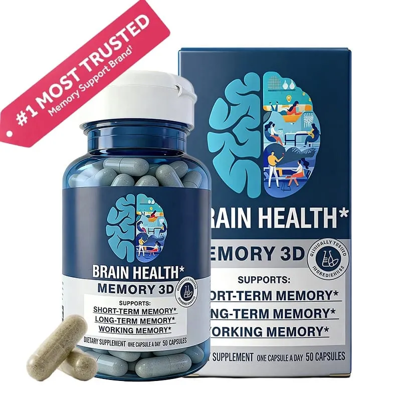 Memory 3D Brain Supplement – Nootropische Kapseln für Gedächtnisfokus und kognitive Funktion – Kurzzeit-, Langzeit- und Arbeitsgedächtnis