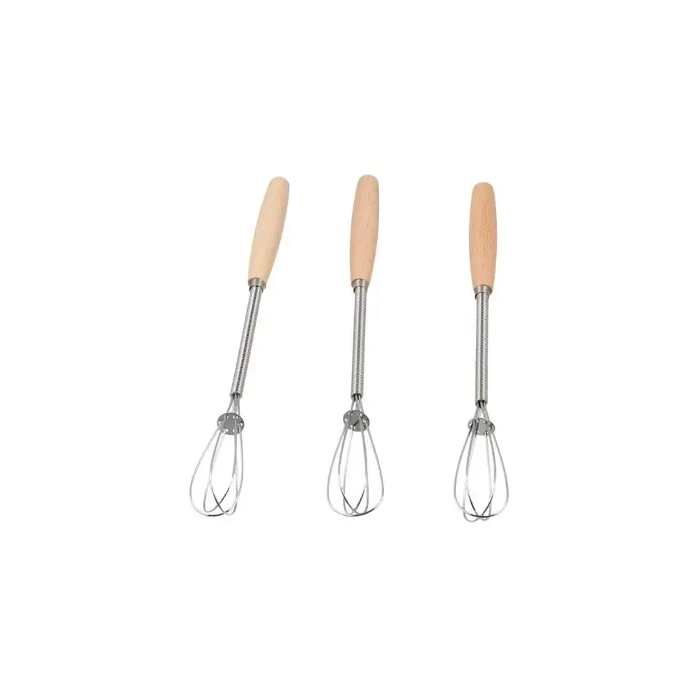 Multifunction Stainless Steel Egg Beater Wooden Handle Useful Mini Egg Whisk Portable Manual Egg Beater Baking — image 3
