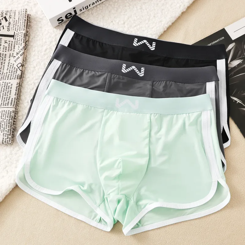 3PCS/Pack Ice Silk Breathable Antibacterial Mesh Men's Underpants Large Space Pouch Panties High Elastic Waistband Boxer Homme