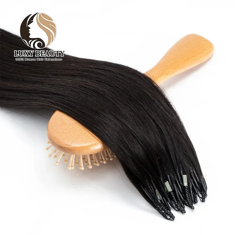 8D Micro Bead Human Hair Extensions Silicone Nano Ring Hair Extension Invisible Mini Silicon Beads Black Brown Blonde Human Hair — image 8