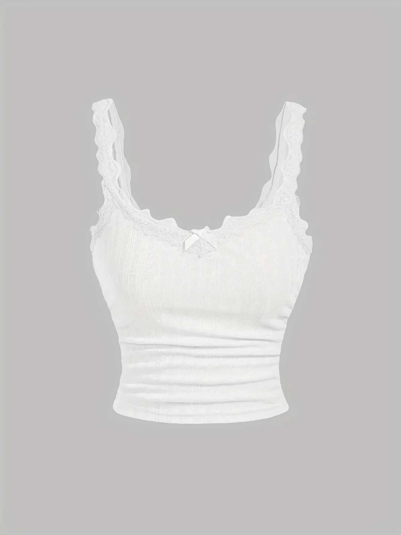 Women's Camisole Ribbed Lace Patchwork Crop Top Y2k E Girls Clothes Fairy Grunge Style Cropped Tees Cami Ribbed Knitted Tank Top — image 7