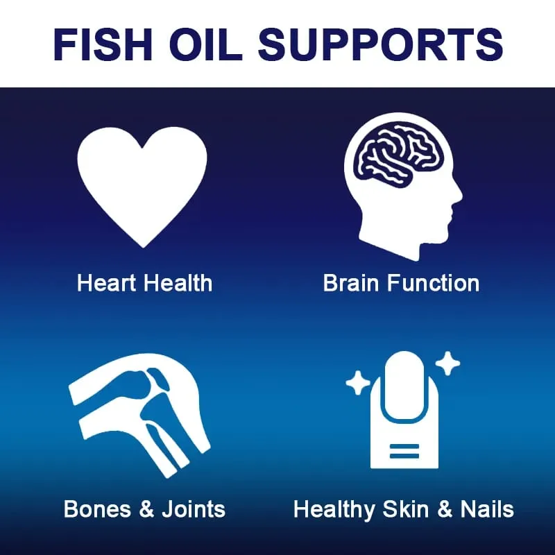 Fish Oil OMEGA-3 for Brain Cognitive Function and Memory Anti-Inflammation Antioxidant Joint Health - Rich In DHA And EPA
