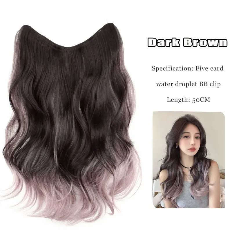 Synthetic Gradient Parisian Painting Dyed Wig Hair Extension Natural Fluffy One Piece Big Wave Long Curly Hair Extension Piece — image 12