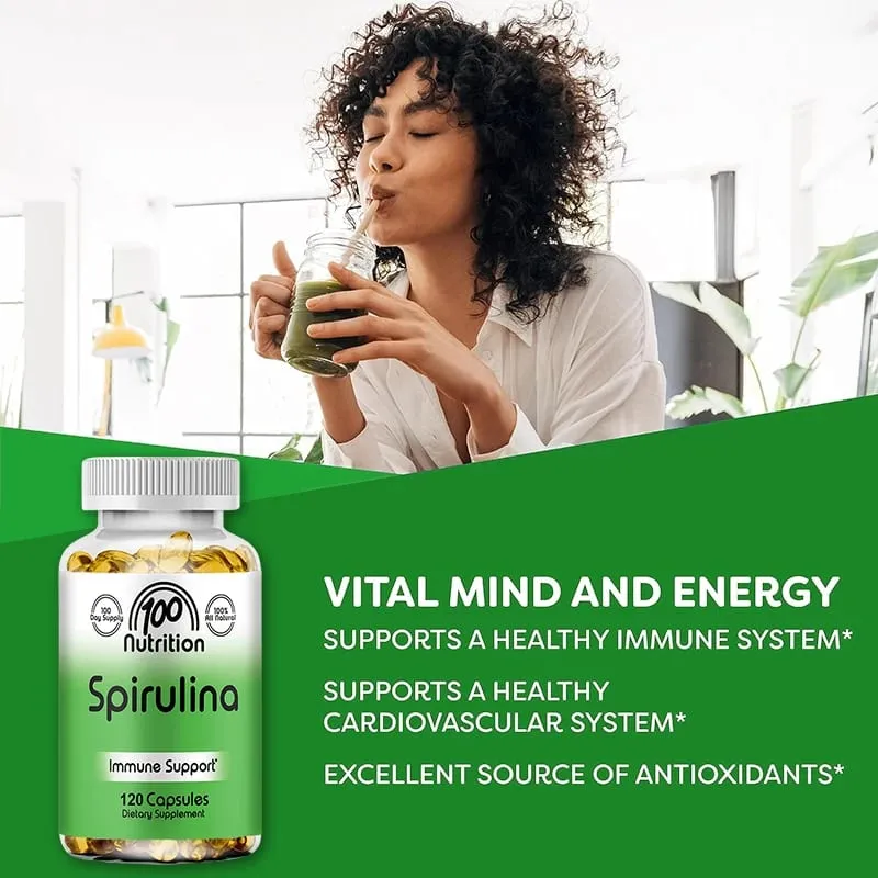 Organic Spirulina 2000 Mg Supplement - Helps Detoxification Immune System Cardiovascular Antioxidants B Vitamins — image 3