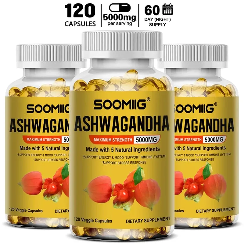 Organic Ashwagandha - Stress Relief & Immune Support Supplement Supports Balanced Energy Levels NON-GMO Vegan Capsules — image 1