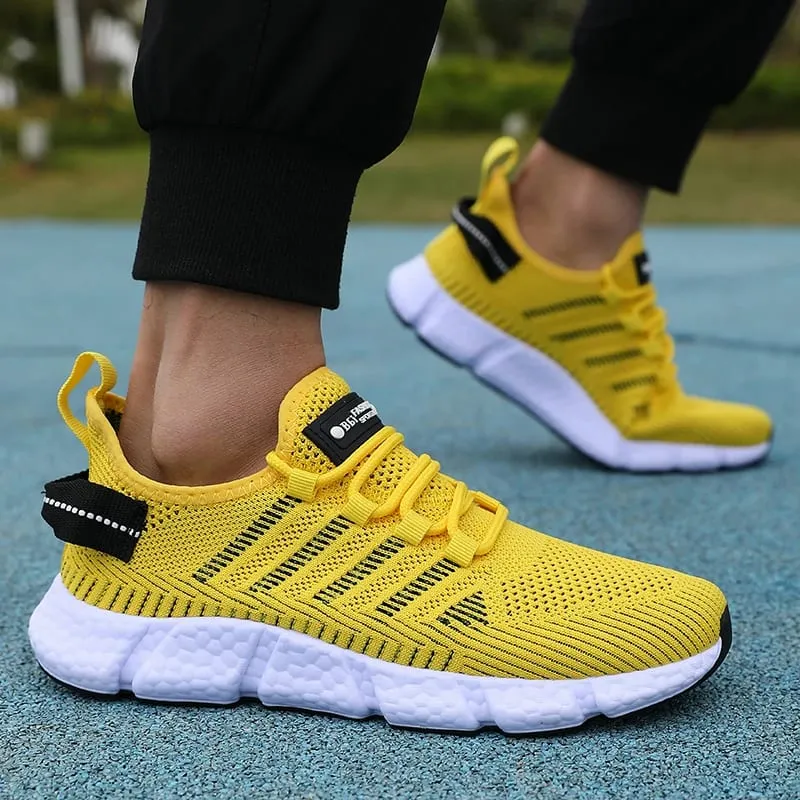 Lightweight Men's Running Shoes Breathable Mesh Knitted Walking Shoes Summer New Outdoor Exercise Tenis Masculino Sneakers Men