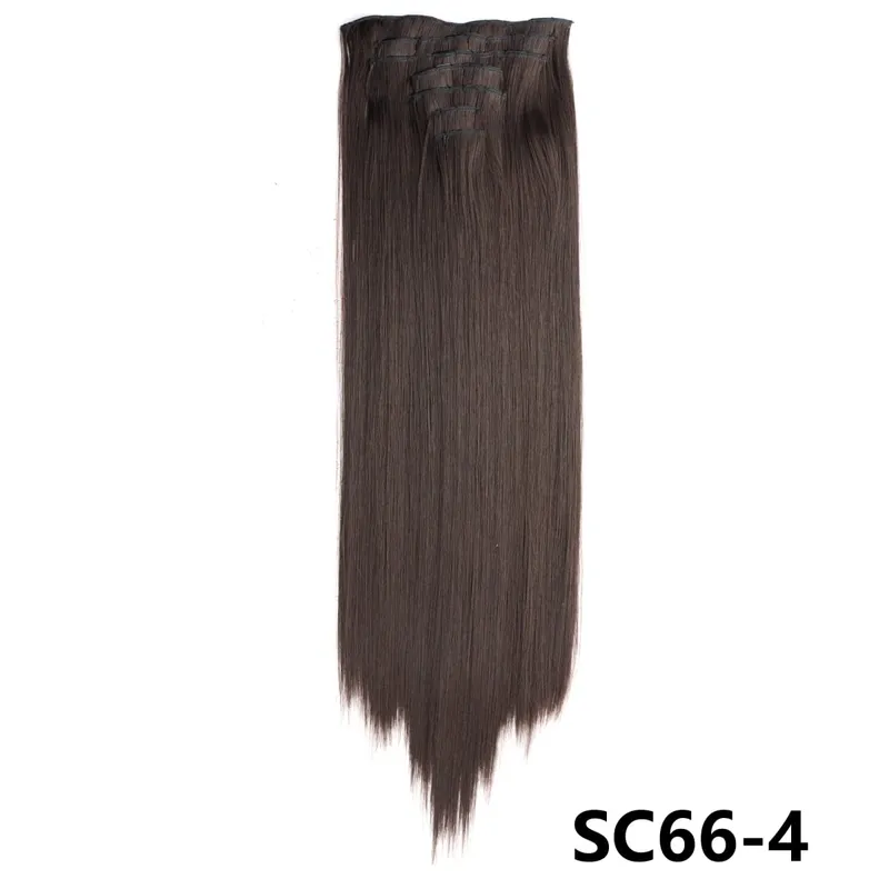 Long Straight Synthetic 16 Clips In Hair Extensions 7Pcs/Set High Temperature Fiber Black Brown Blonde Hairpiece For Women — image 14