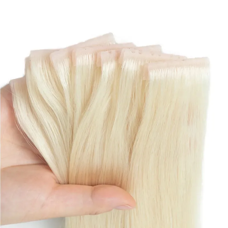 Brown Invisible Twin Tabs Hair Weft Human Hair Extensions Straight Inject PU Hole Weft Microlinks XO Weft Blonde 10pcs/Pack — image 12