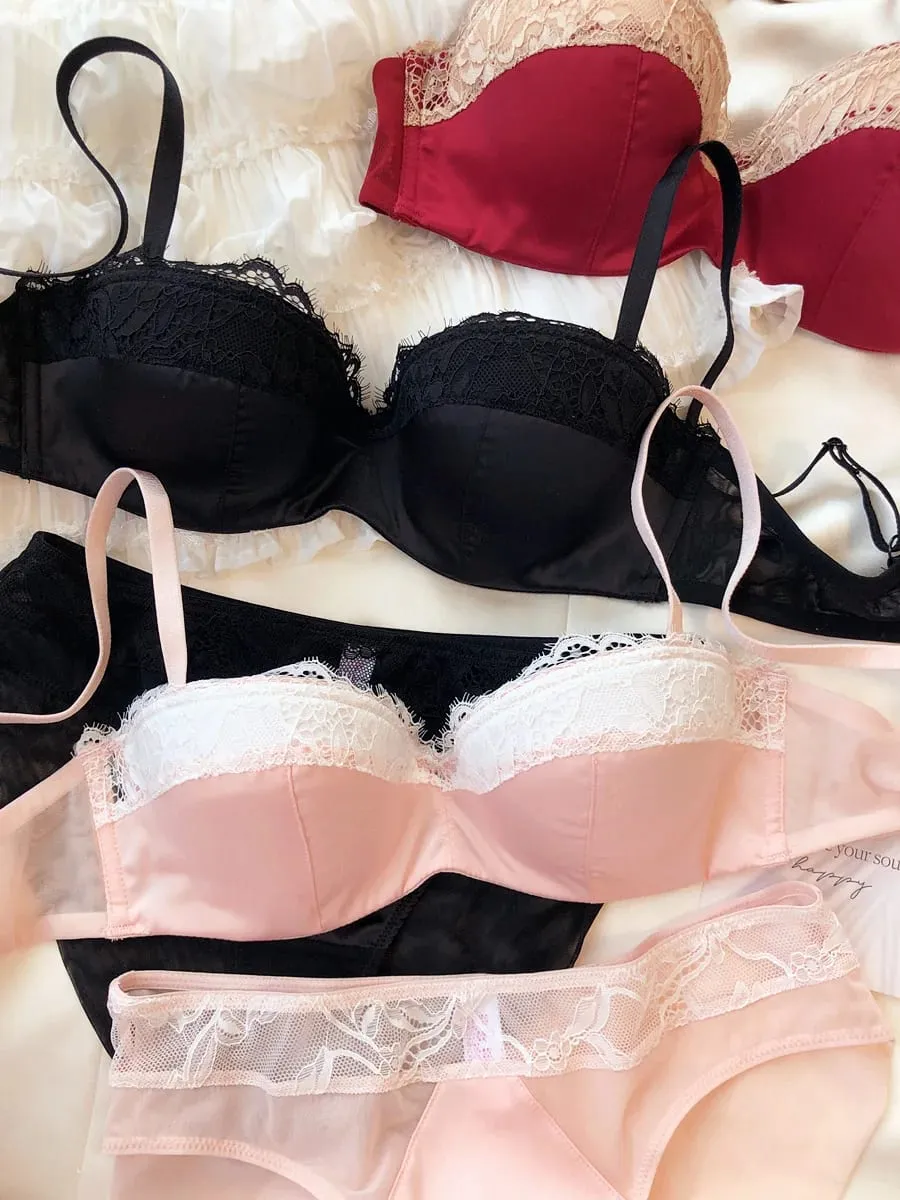 Luxury Lingerie Set for Women Lace Sexy 1/2 Thin Cup Push Up Bra Summer Seamless Comfort Intimates Underwear and Panties Sets — image 4