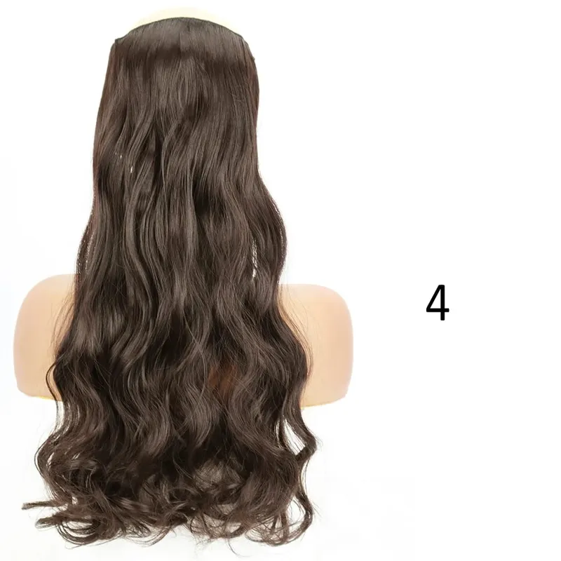 Synthetische 5 Clips in Haarverlängerungen, natürliche lange gewellte Frisuren, gefälschtes Haarteil, braun, schwarz, einteilig für Frauen