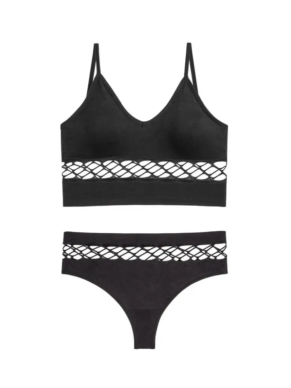 Set di lingerie sottile scavato per le donne Reggiseno push up con busto piccolo senza fili Canotta sportiva traspirante taglie forti