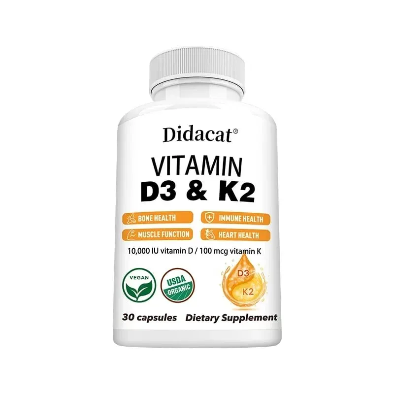 Vitamin D3+K2 Supplement 10000IU Vitamin D3 and K2 (MK-7) Capsules for Bone Heart Muscle Immune Support Non-GMO — image 8