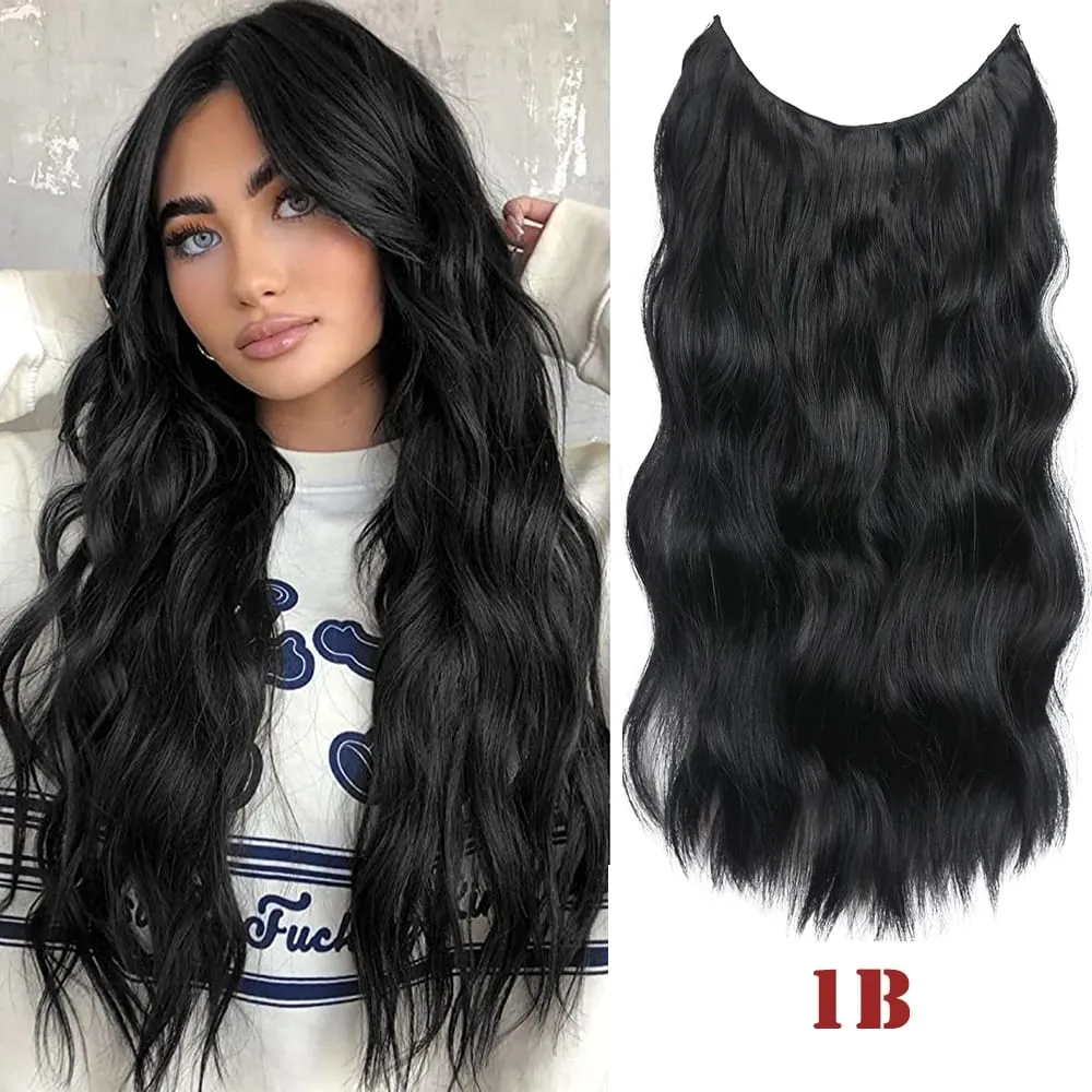 Synthatic Artificial Long Wavy Hairpiece Blonde Mixed Brown False Hair Piece For Women Two Clips Natural Hair Extension 17 Color