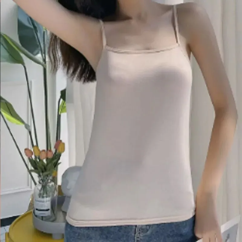 Effen Kleur Mouwloos Hemdje Vest Casual Basic Slanke Tank Top Alle Match Dagelijks Dames Zomer Mode Streetwear Tops Ondergoed — image 6